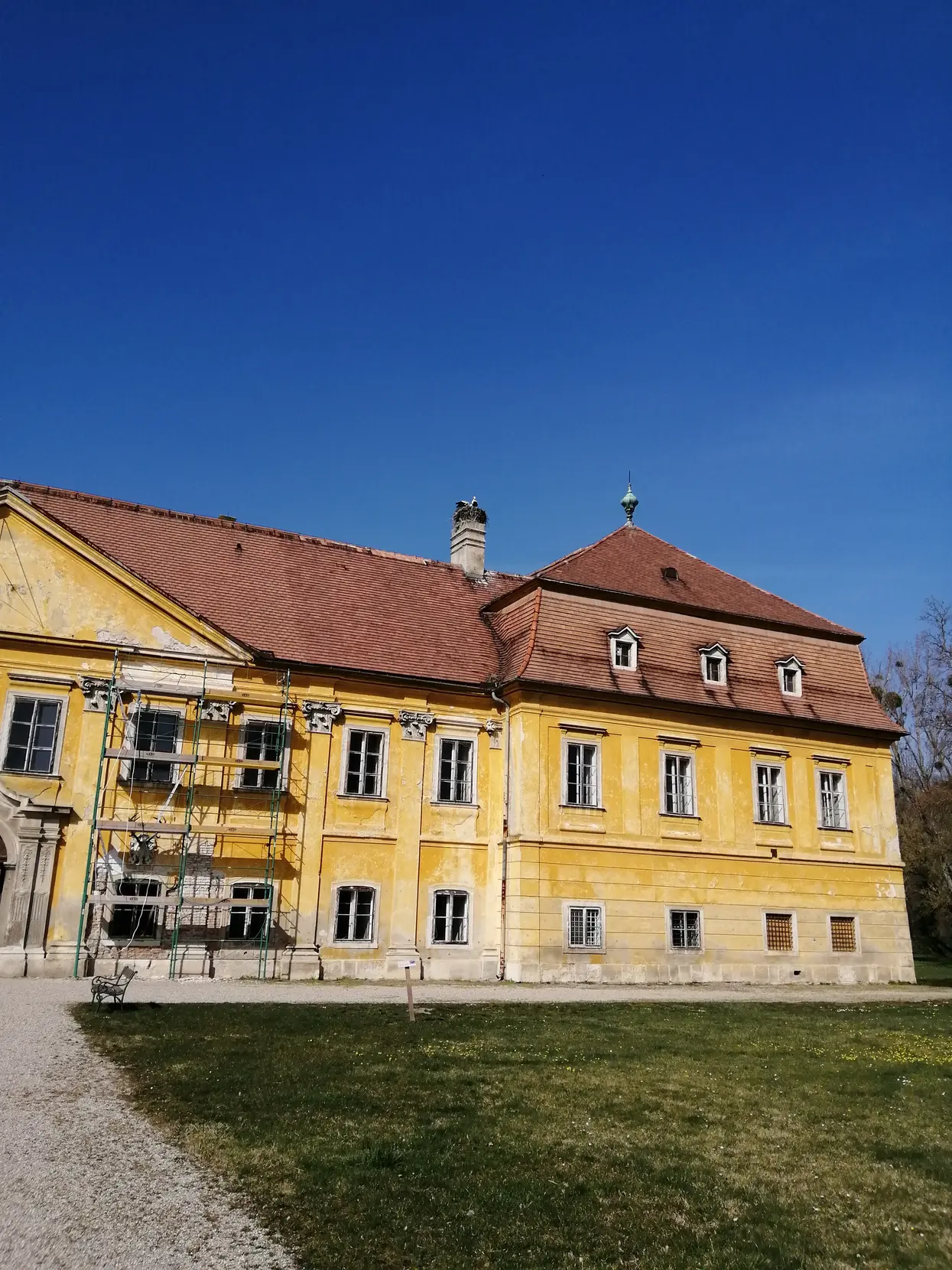 Storch auf Schlossdach