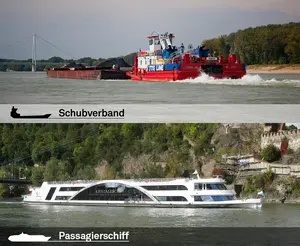 Passagierschiff und Güterschiff
